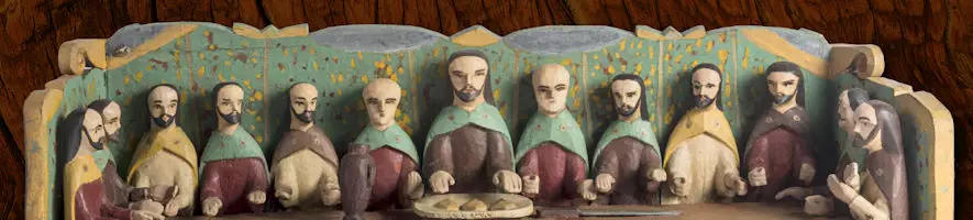 La Última Cena (madera policromada). Florencio Cabán - 1940 Camuy, Puerto Rico. Colección Alegría Pons.